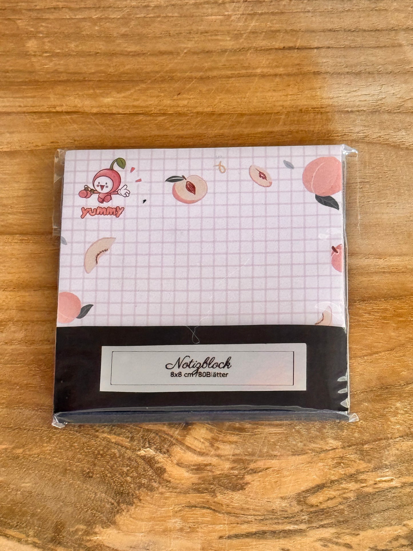 Haftnotizblöcke mit niedlichen Motiv Pfirsich/Erdbeere/Kirsche