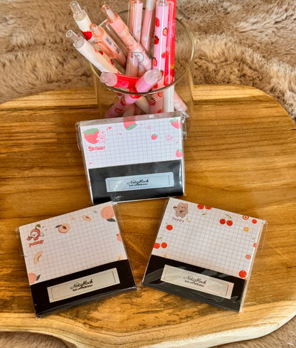 Haftnotizblöcke mit niedlichen Motiv Pfirsich/Erdbeere/Kirsche