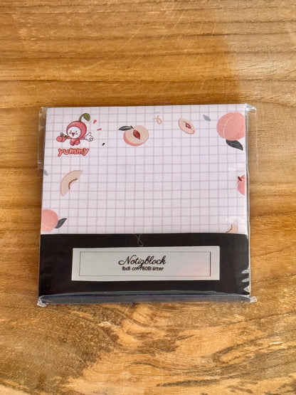 Haftnotizblöcke mit niedlichen Motiv Pfirsich/Erdbeere/Kirsche