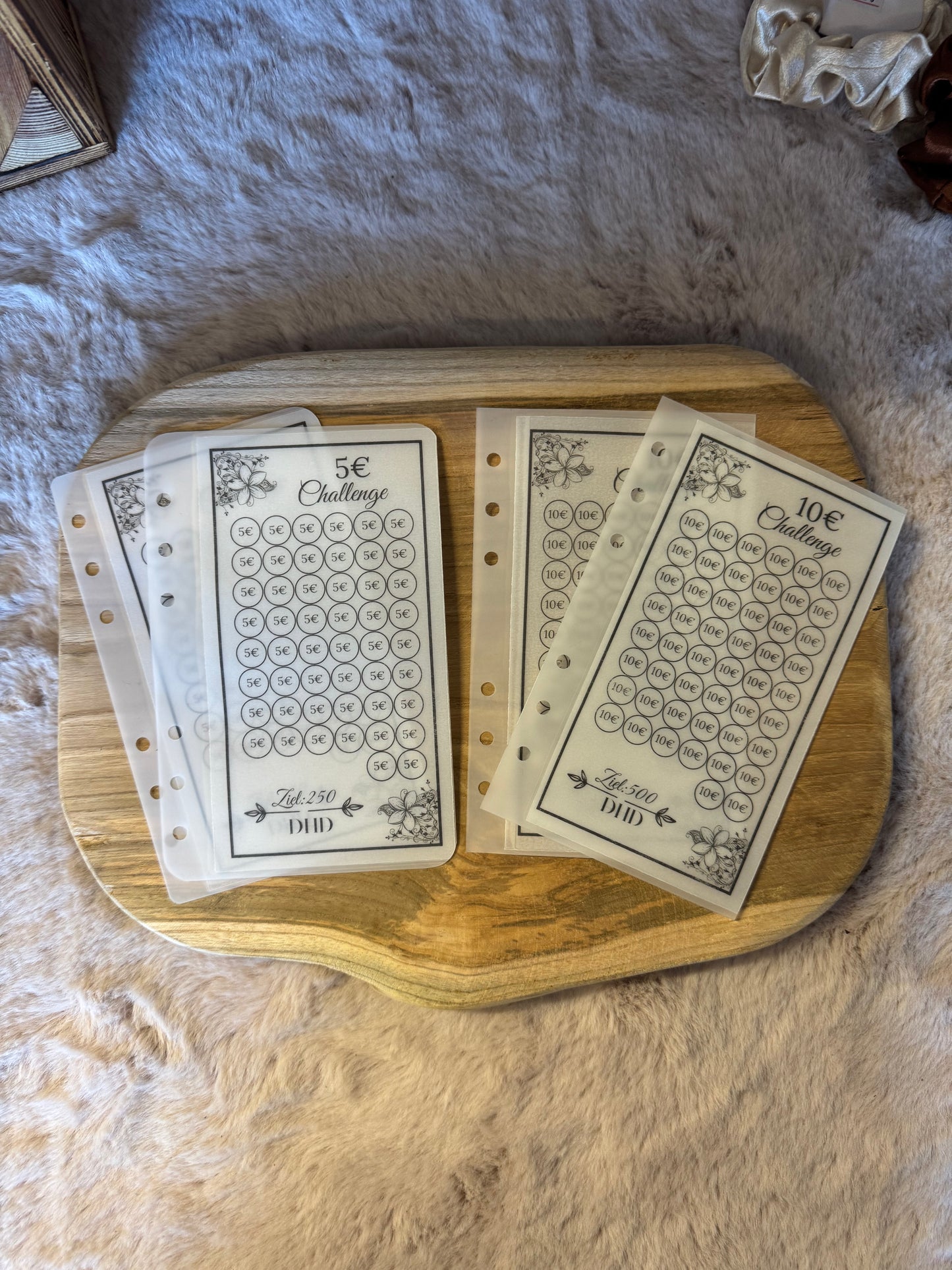 5€ oder 10€Challenge A6 im matten Umschlag inklusive Klebepunkte
